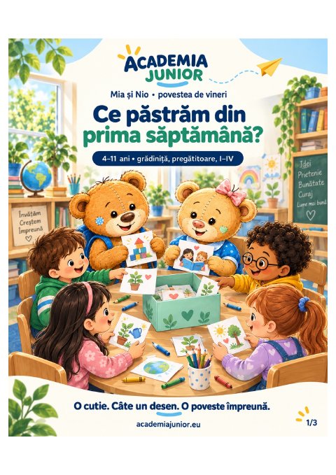 Planșa Cutia cu momente de păstrat — 4–11 ani · grădiniță, pregătitoare, I–IV